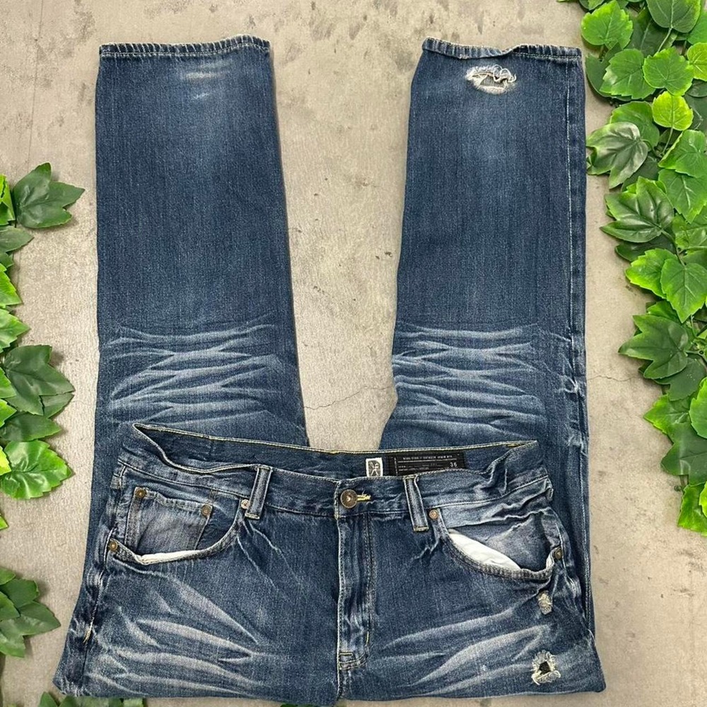 Y2K Marc Ecko Cut & Sew Distressed Dark Wash Jeans